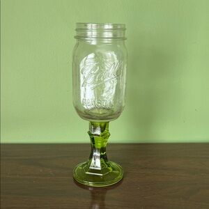 Ball Mason Jar Goblet with Green Glass Stem